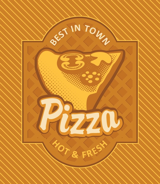 Retro banner with slice of pizza