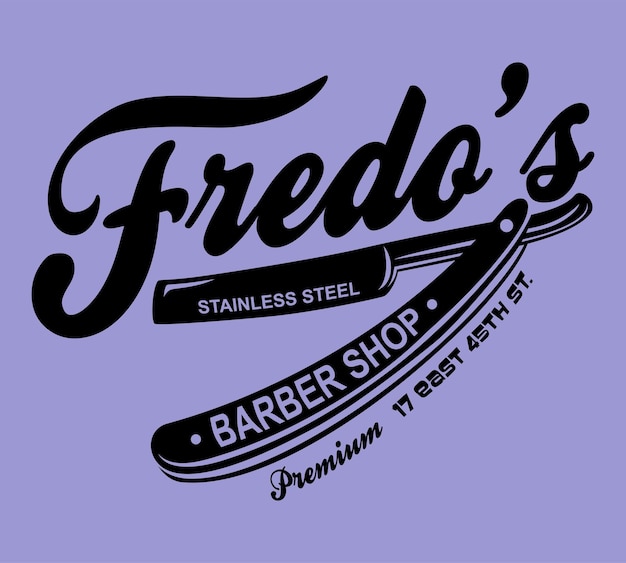 Retro barber shop stainless steel graphic print