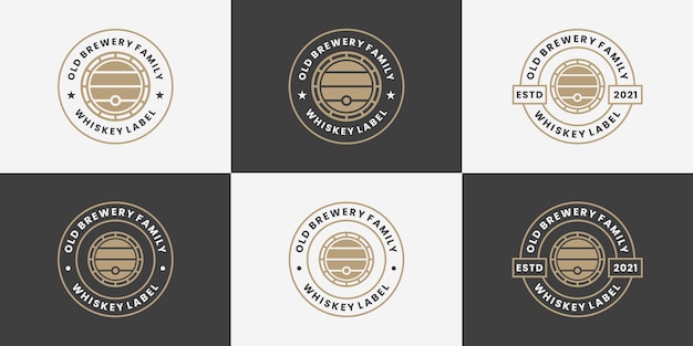 Retro barrel, whiskey, brewery logo design collection