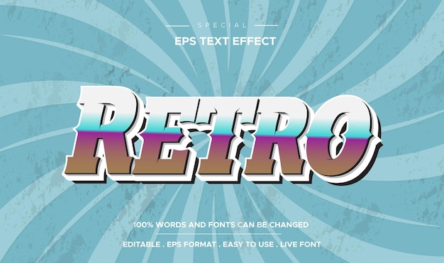 Vector retro bewerkbare teksteffectsjabloon