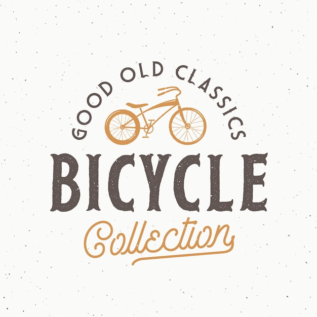 Retro bike label logo template chopper bicycle vintage style illustration with texture isolated