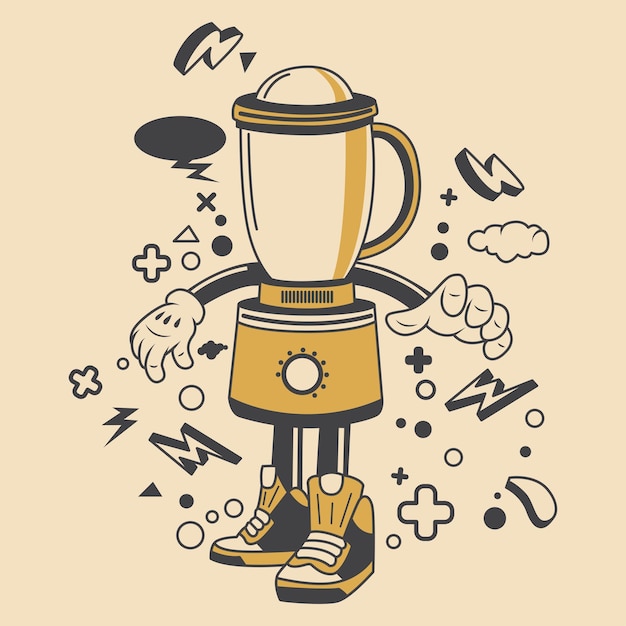 Retro blender stripfiguur vectorillustratie