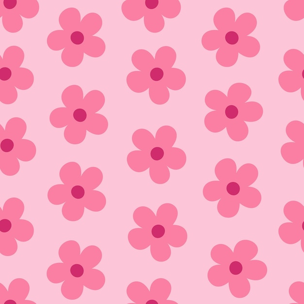 Retro bloemenpatroon in de stijl van de jaren 70 met groovy madeliefjes roze girly print