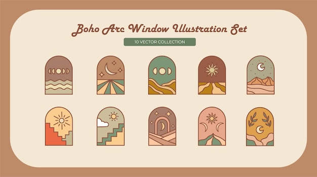 Retro Boho Arch Window Set