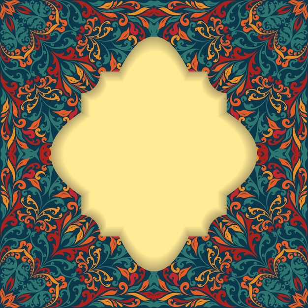 Vector retro boho floral frame three