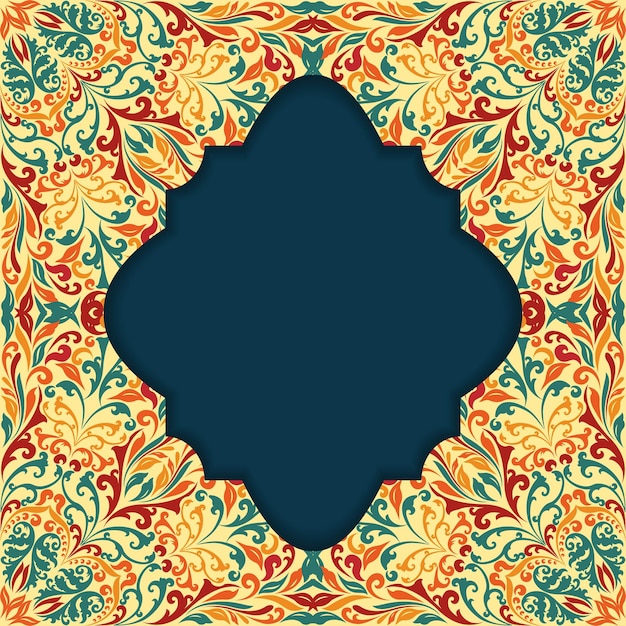 Retro boho floral pattern frame three