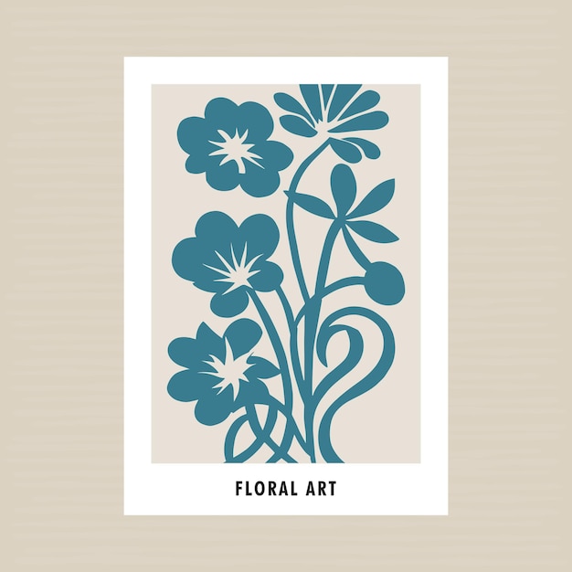 Retro Botanical Cutouts Floral Shapes Printable Poster