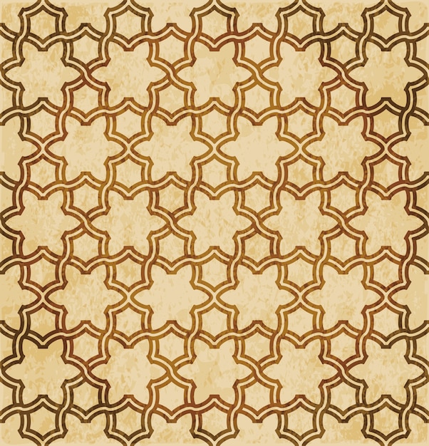 レトロな茶色のイスラムのシームレスな幾何学パターンの背景東部スタイルの飾り