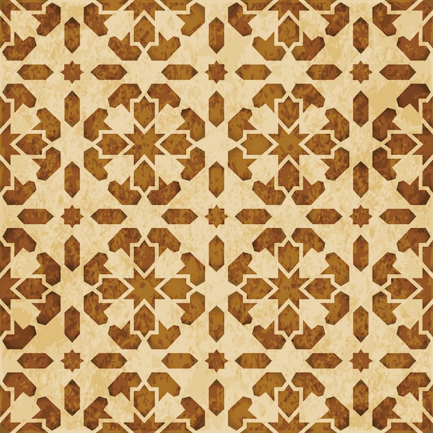 레트로 브라운 이슬람 완벽 한 기하학 패턴 배경 동부 스타일 장식