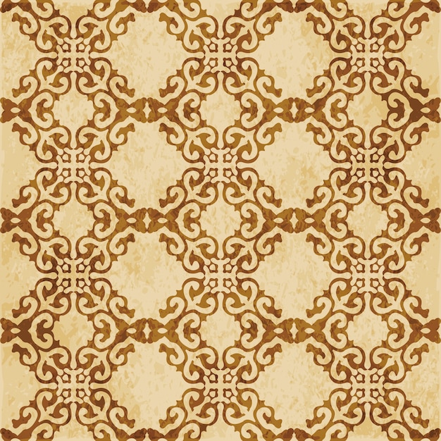 Retro brown textured seamless pattern, check curve cross crest frame
