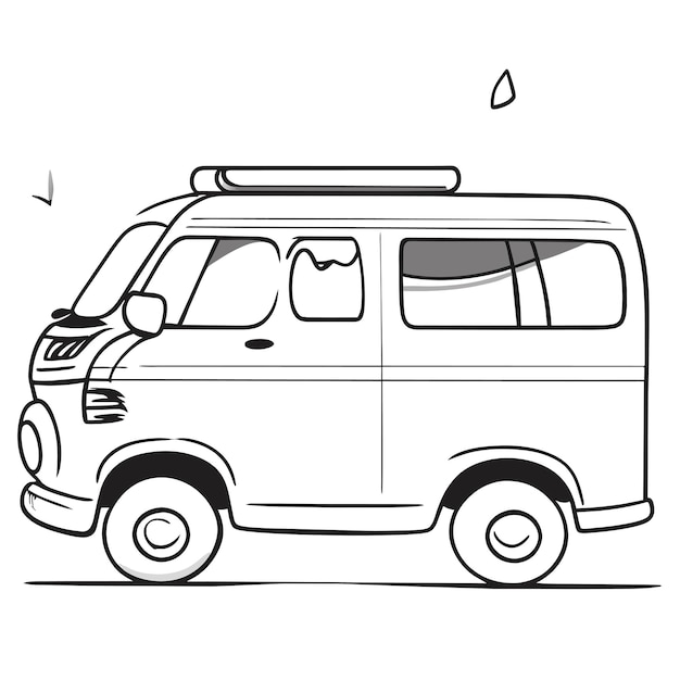 Vector retro bus camper hand drawn flat stylish cartoon sticker icon concept isolated illustration