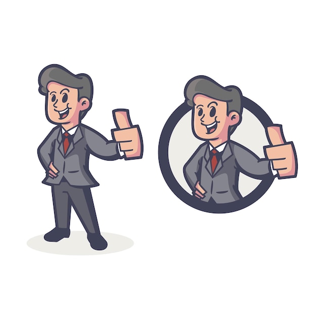 Retro Bussinesman Logo Mascot