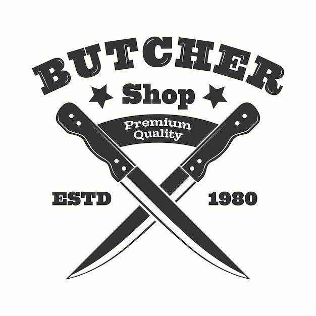 Retro butchery shop logo illustration