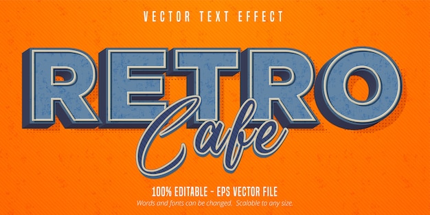 Retro cafe text, vintage style editable text effect