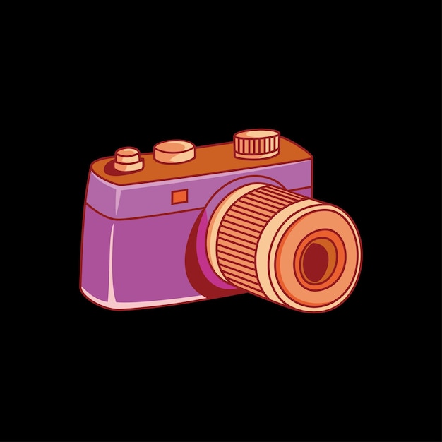 retro camera art vector illustration. camera icon.