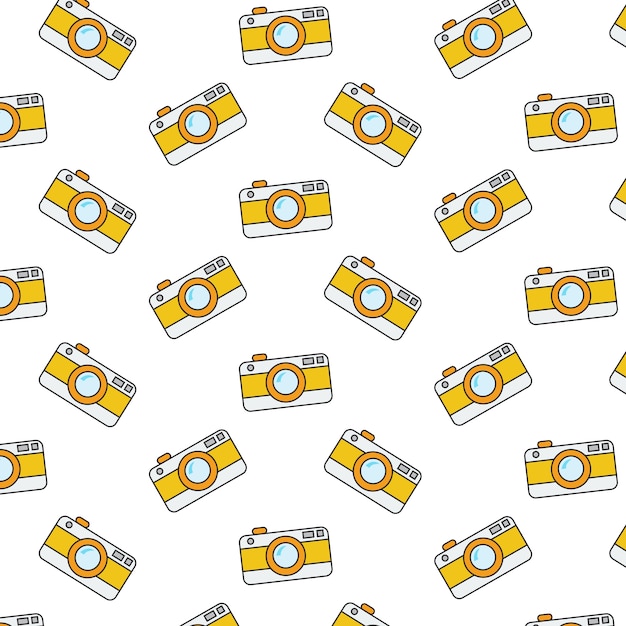 Retro camera pattern on white background