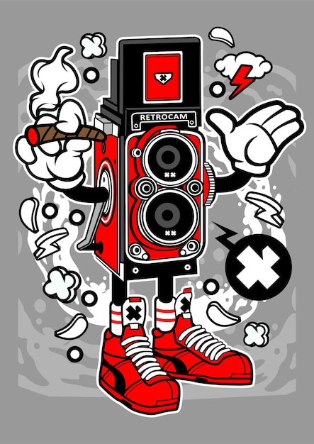 retro camera stripfiguur