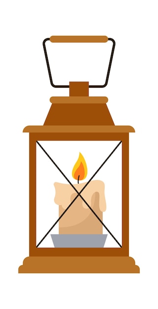 Retro candle lamp Vector illustration