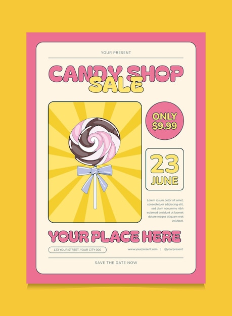 Vector retro candy promotion poster design suitable for promotion poster