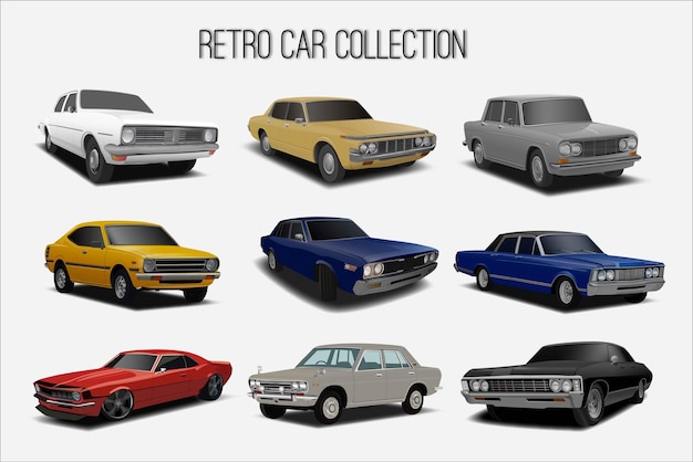 Vector retro car collection