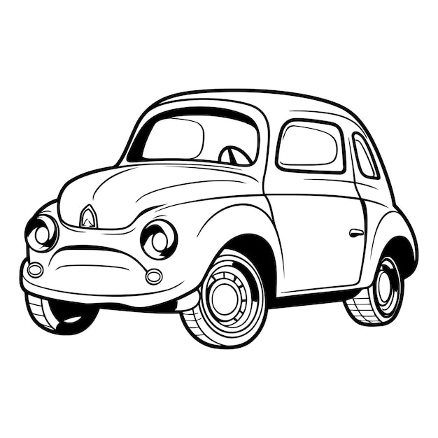 Vector retro car isolated on white background hand drawn vector illustration