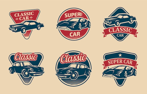 Retro car logo collection