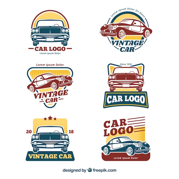 Retro car logo set