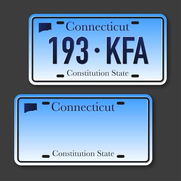 Retro car plate for banner design connecticut state isolated vector illustration business icon set