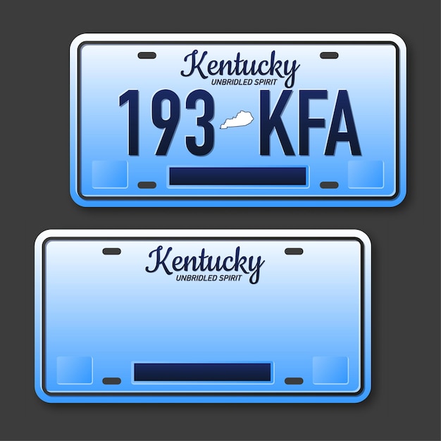 Vector retro car plate for banner design kentucky state isolated vector illustration business icon set