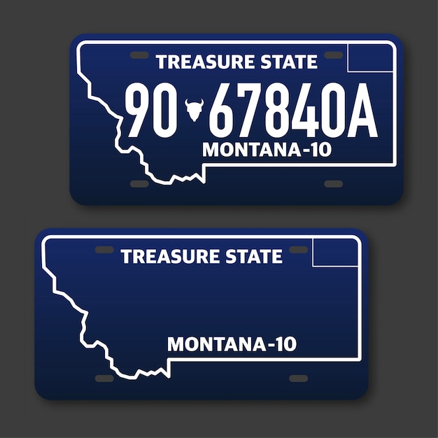 Retro car plate for banner design Montana 10 Isolated vector illustration