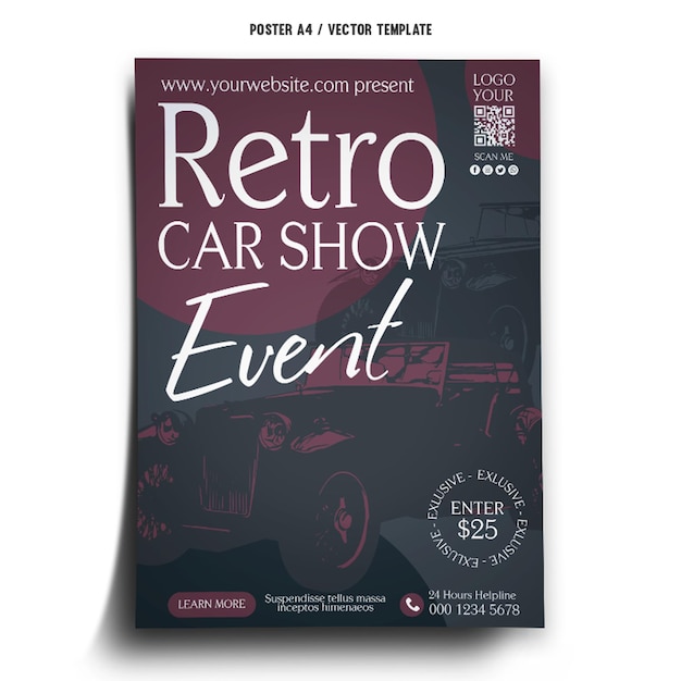 Retro car show poster template