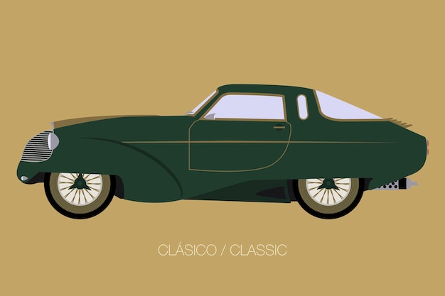 Vector retro car, side view, flat design style