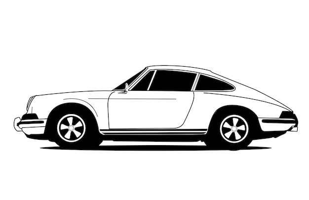 Retro car silhouette  vector Illustration line art