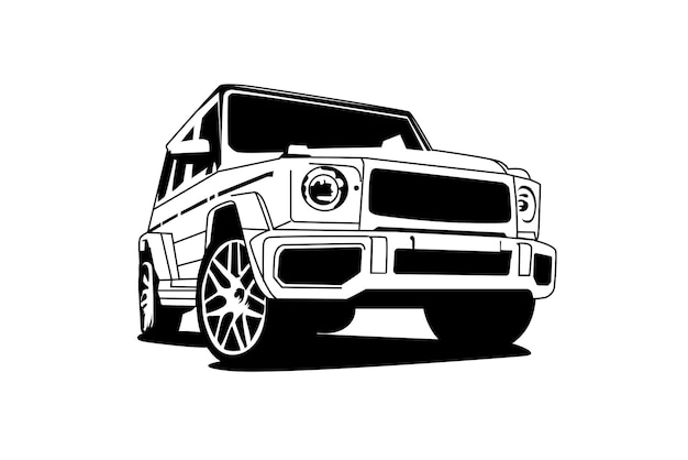 Retro car silhouette  vector Illustration line art