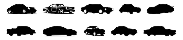 Vector retro car silhouettes set large pack of vector silhouette design isolated white background