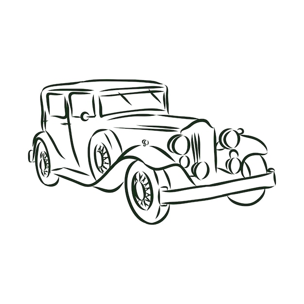 Retro car sketch for your design. Vector illustration