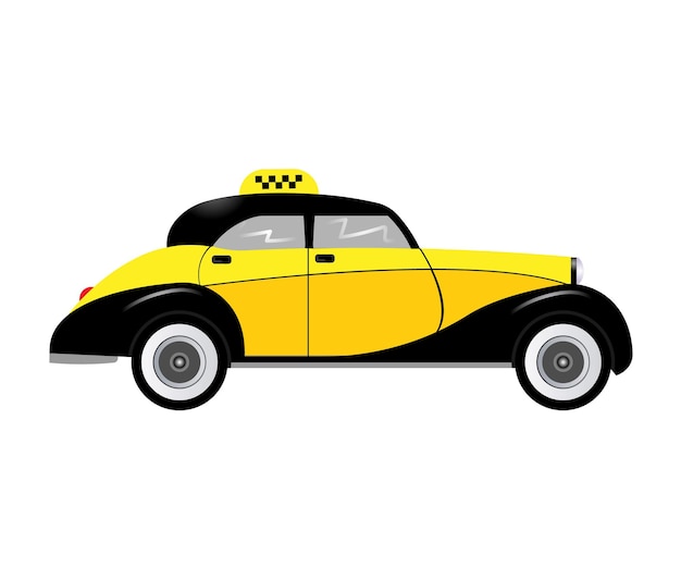 Taxi per auto retrò isolato su sfondo bianco illustrazione vettoriale eps 10