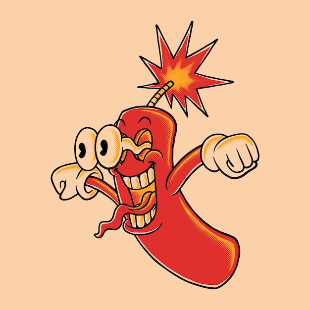 retro cartoon illustration of crazy dynamite tattoo