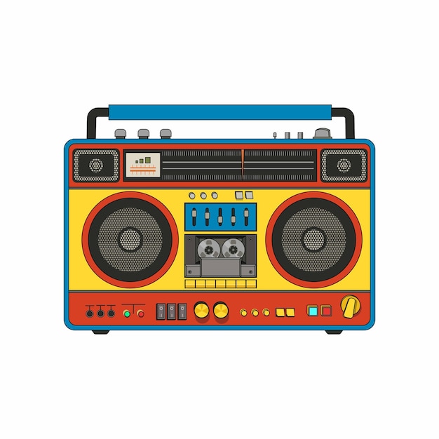 Retro cassette player Boombox of 90s style Vector Nostalgia for the 90s Vector illustration on white