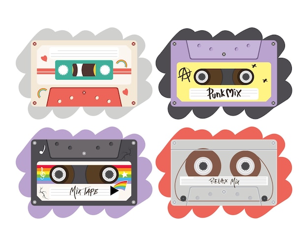 Retro cassettes decorontwerp, muziek vintage tape en audio thema vectorillustratie