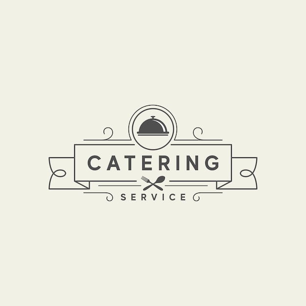 Vector retro catering en restaurant vintage logo