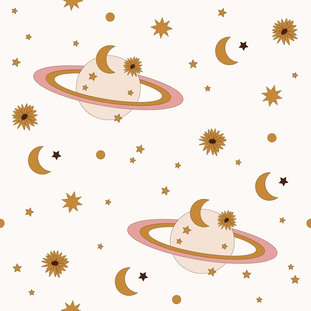 Retro celestial seamless pattern.