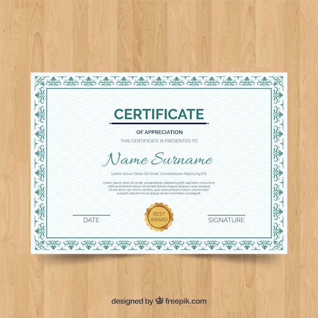 Retro certificate template concept