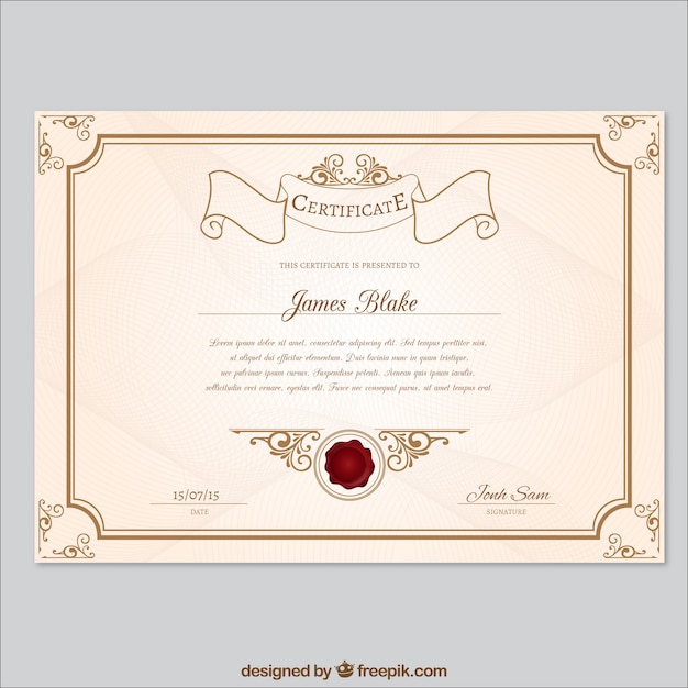 Retro certificate template
