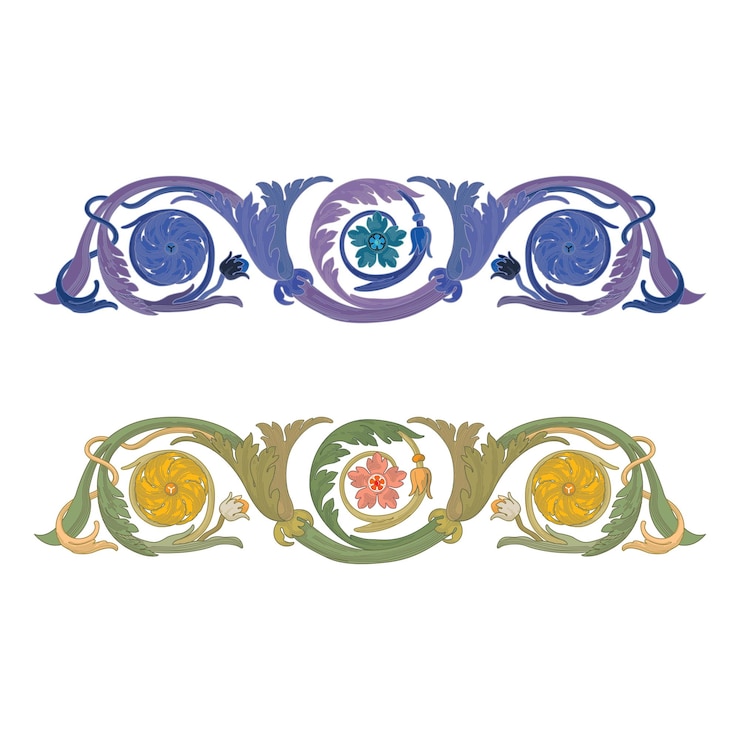 Vector retro chapter dividers swirl floral ornament bookmarks sketch set