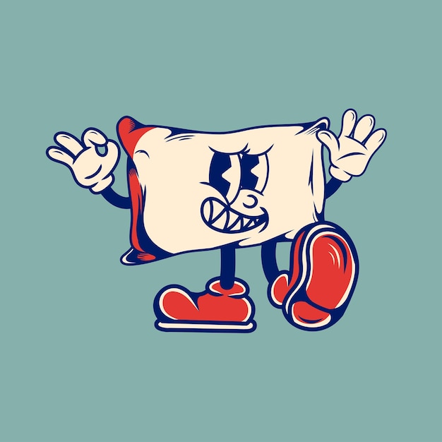 Vector retro character design of the pillow