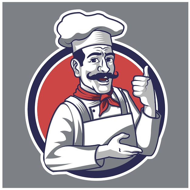 Retro chef-kok cartoon logo mascotte