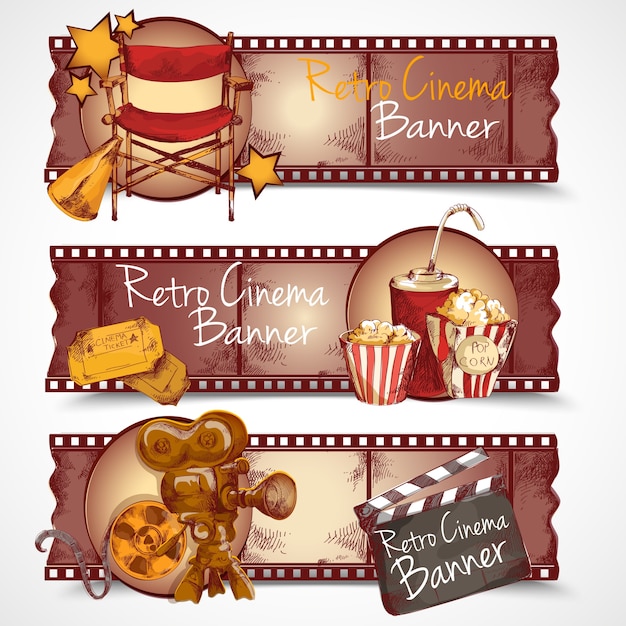 Vettore retro banner per il cinema