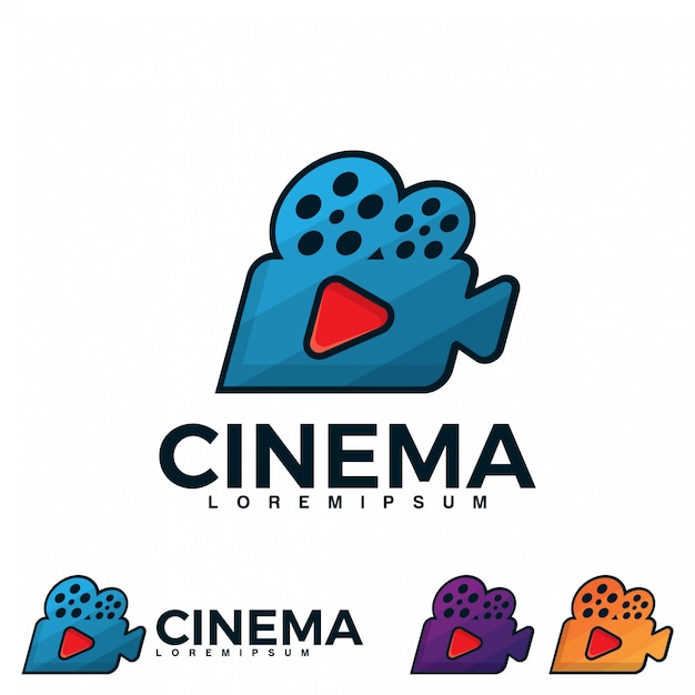 Modello di illustrazione logo retrò cinema