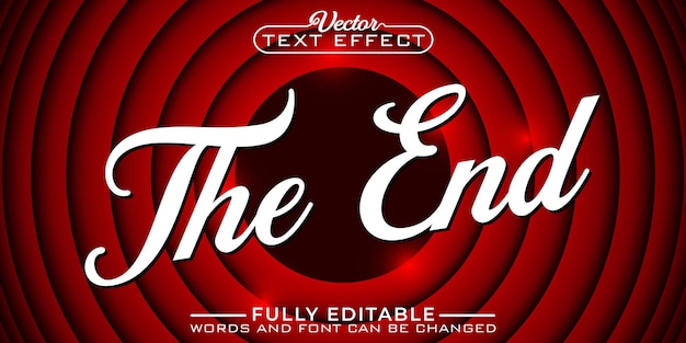 Retro Cinema Movie The End Vector Editable Text Effect Template